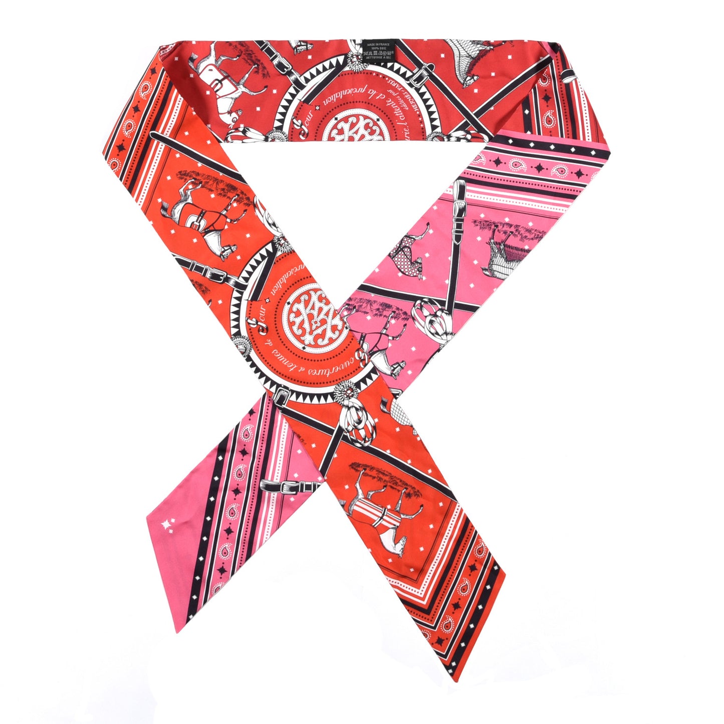 Silk Couvertures et Tenues de Jour Bandana Maxi Twilly Slim Rose Vif Rouge Vermillon