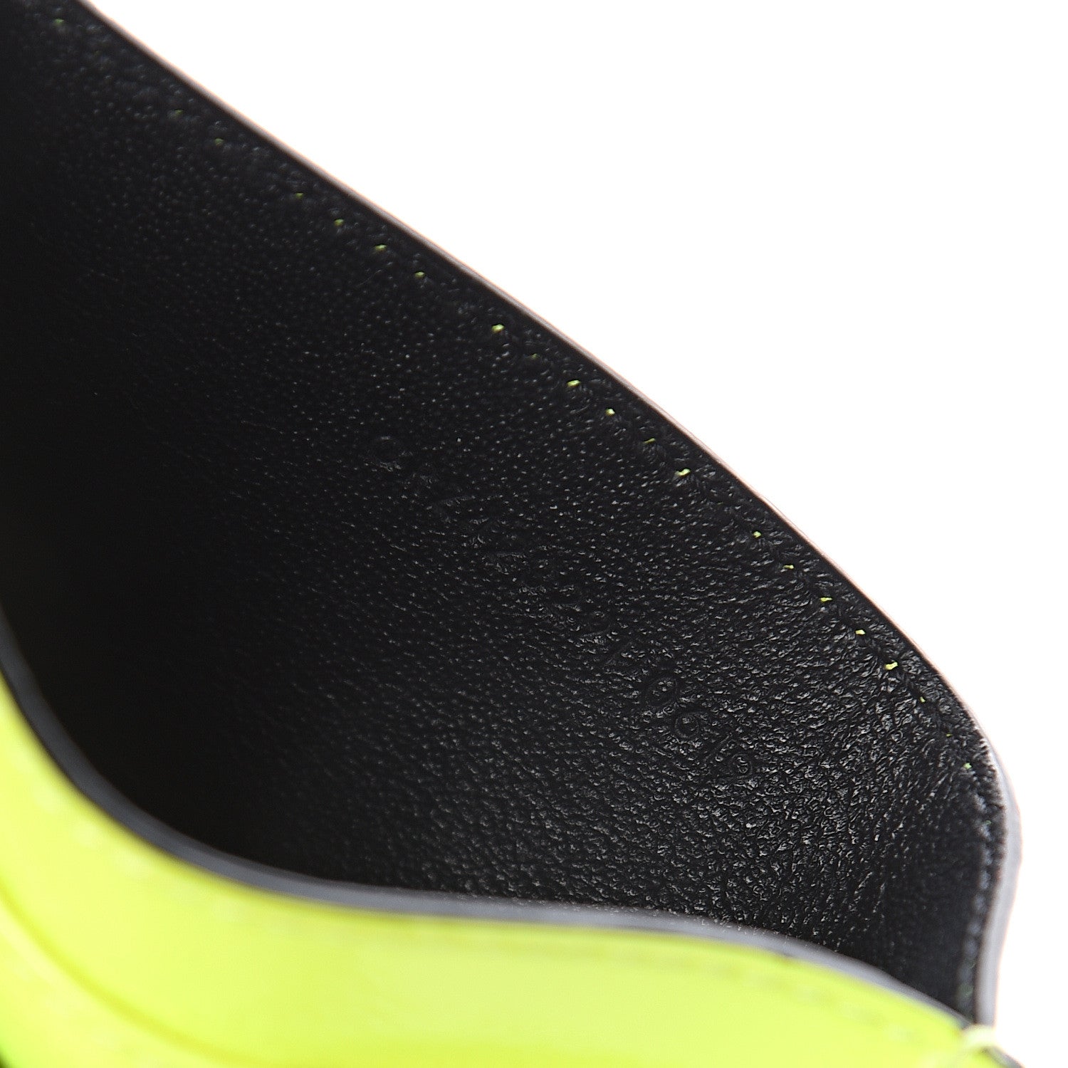 Saint Laurent Patent Grain De Poudre Matelasse Chevron Monogram Credit Card Case Neon Yellow 5 of 6