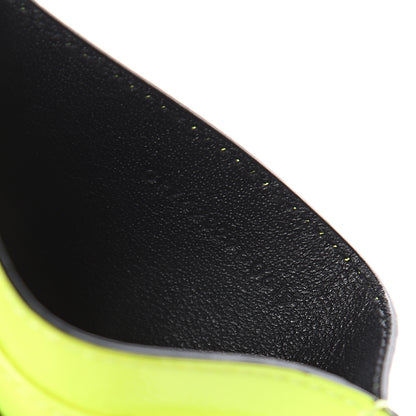Saint Laurent Patent Grain De Poudre Matelasse Chevron Monogram Credit Card Case Neon Yellow 5 of 6