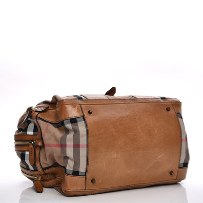 Burberry Vintage Leather House Check Tote Saddle Brown 4 of 19