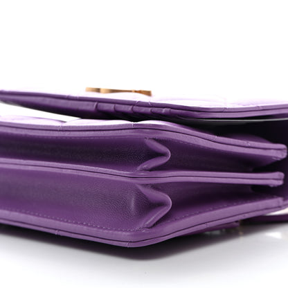 Chanel Lambskin Enamel Quilted Pending CC Clutch With Chain Purple Purple 10 of 11