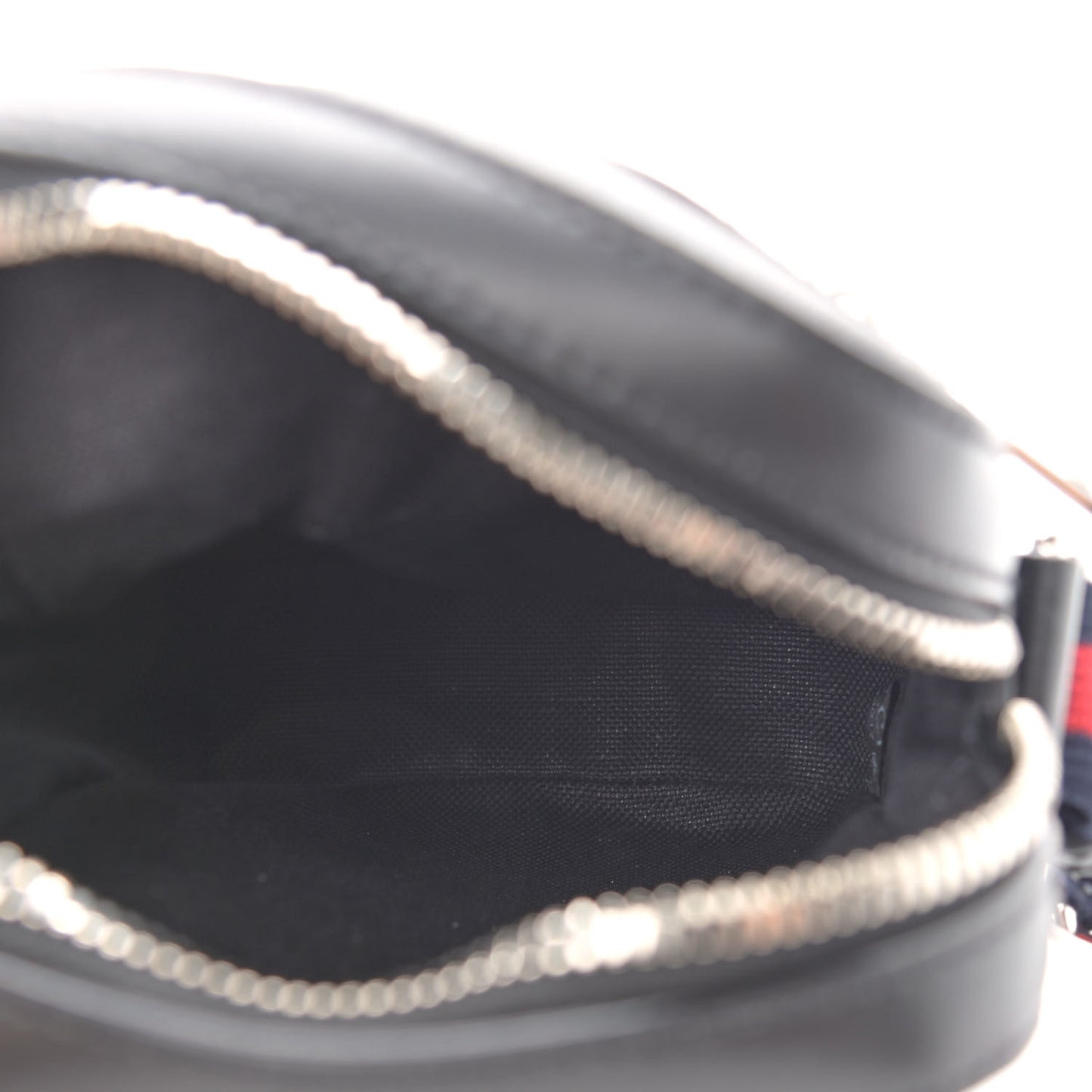 GG Supreme Monogram Appia Calfskin Web Small Camera Messenger Bag Black Grey