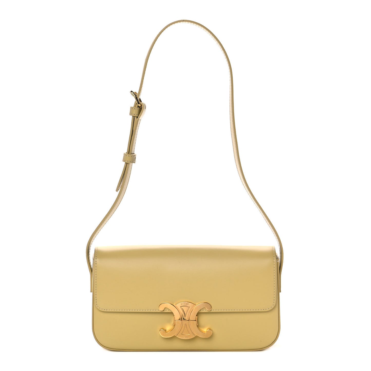 Shiny Calfskin Triomphe Shoulder Bag Papyrus