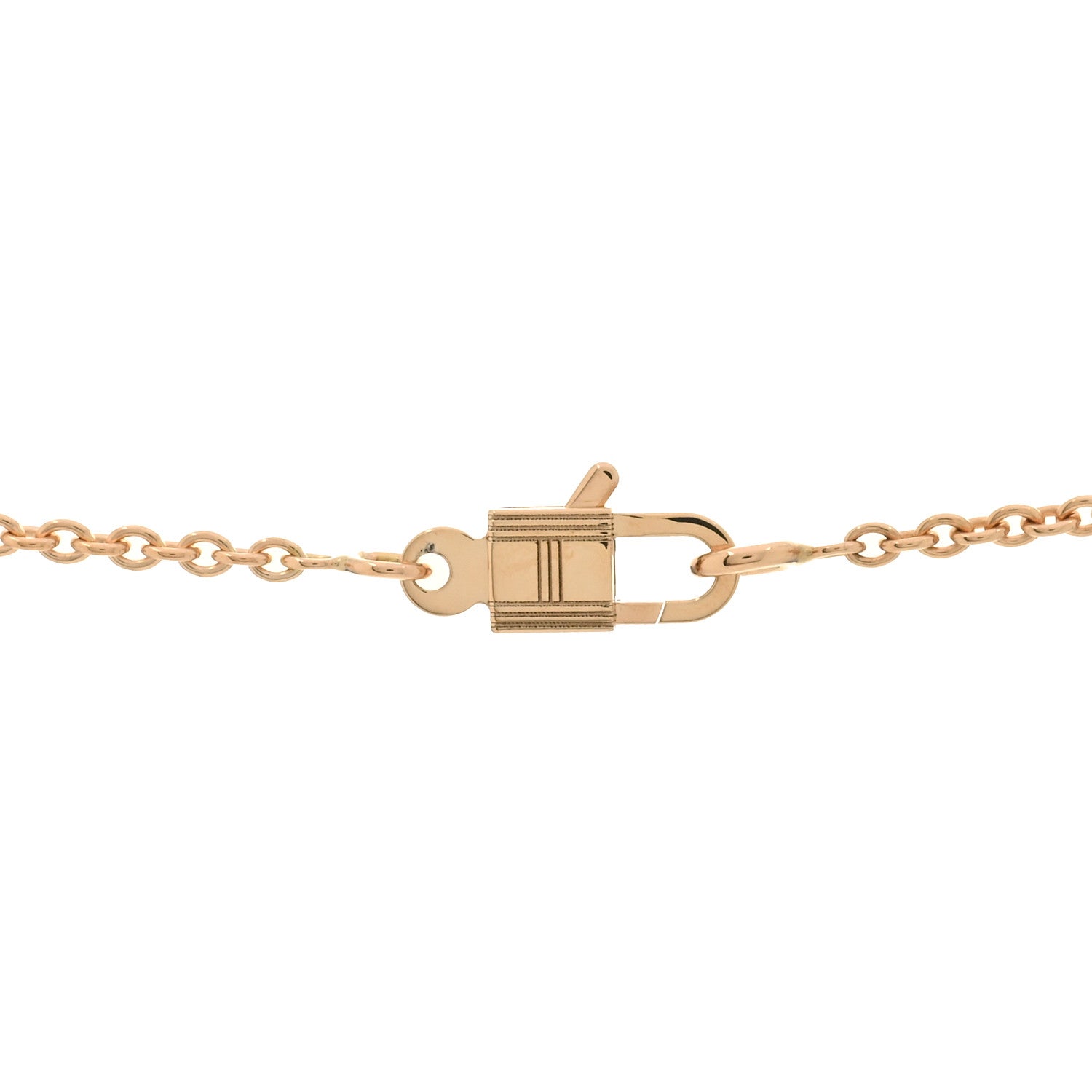 Hermes 18K Rose Gold Diamond Amulettes Cadenas Pendant Necklace 3 of 4