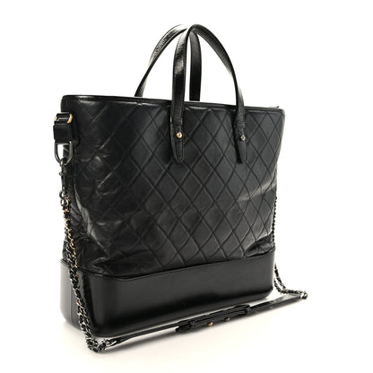 Chanel Aged Calfskin Quilted Large Gabrielle Shopping Tote Black 3 of 9
