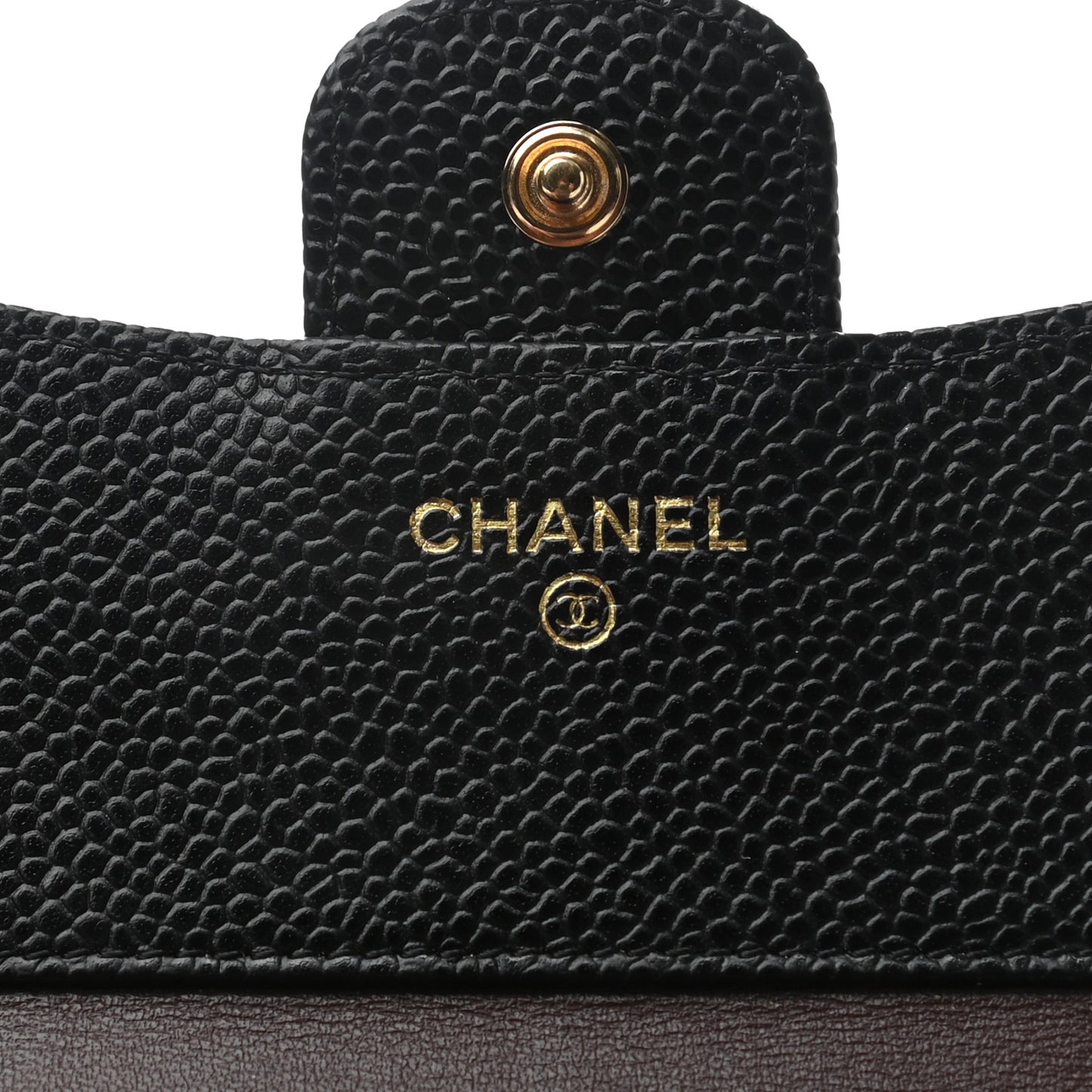 Caviar Quilted Compact Flap Wallet Black