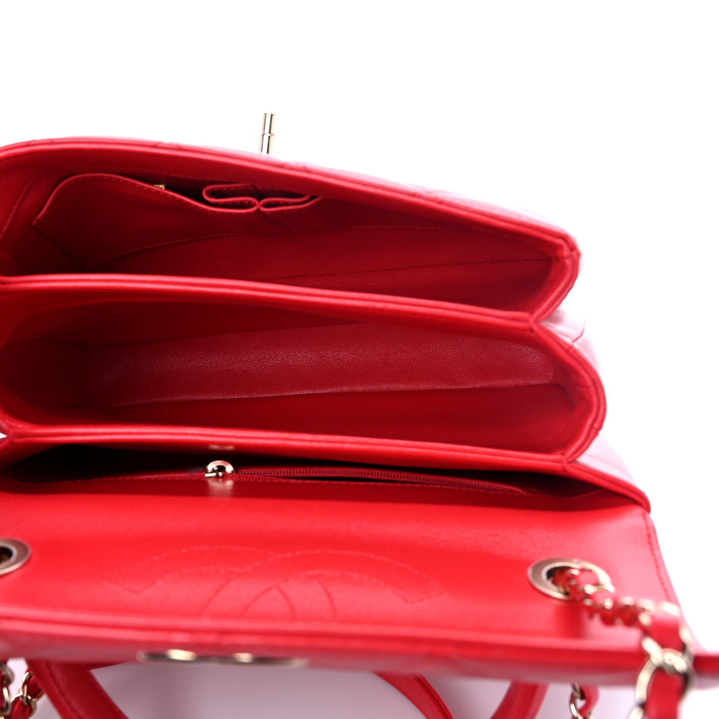 Lambskin Quilted Small Trendy CC Flap Dual Handle Bag Red