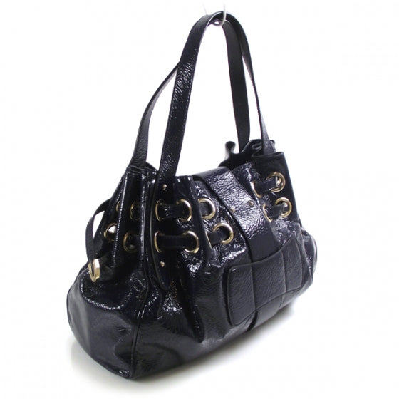 Crushed Patent Riki Bag Blue