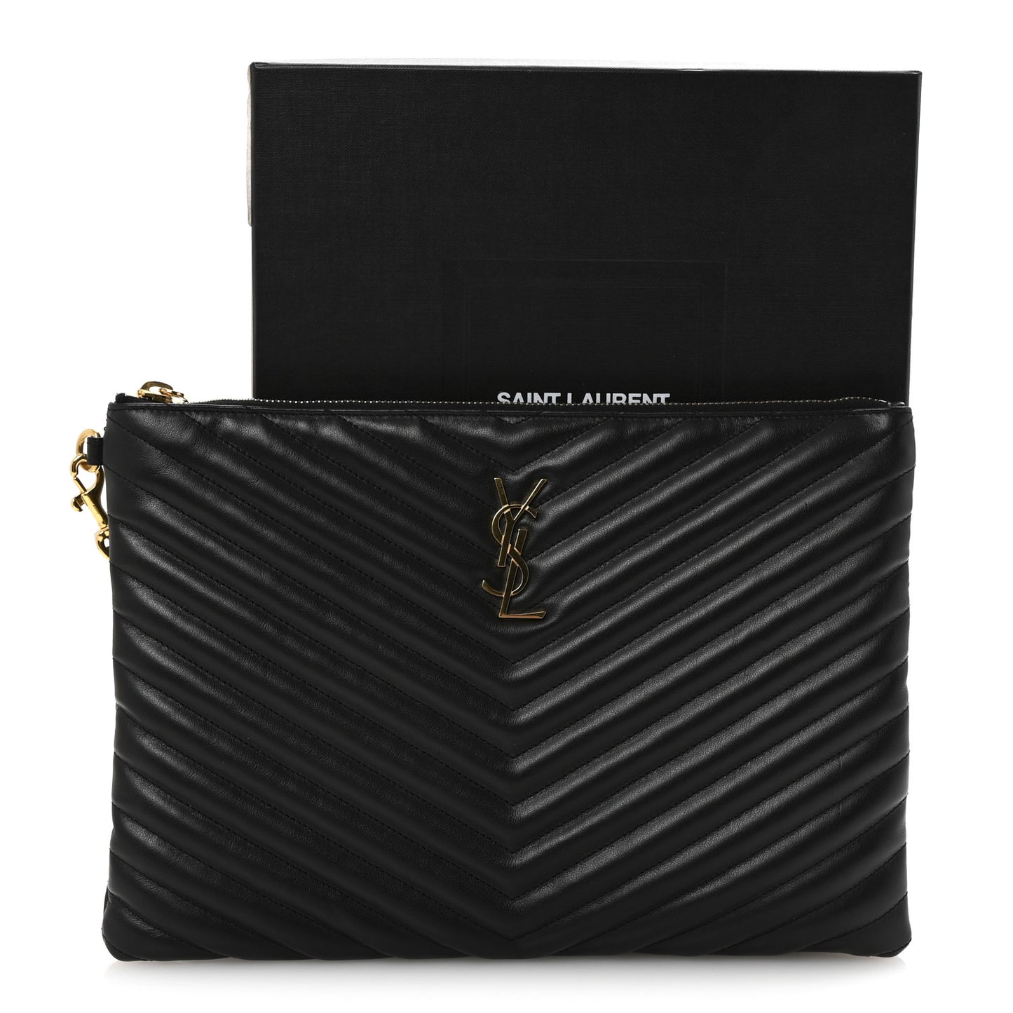 Calfskin Matelasse Monogram Cassandre Tablet Pouch Black