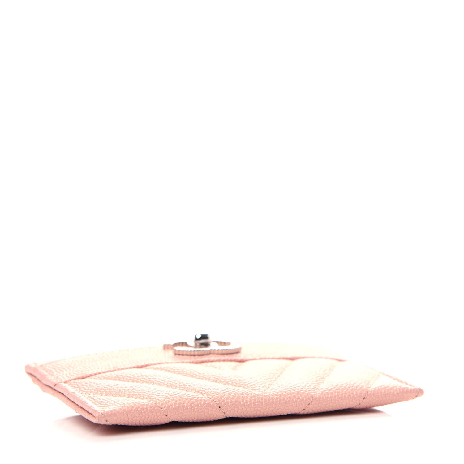 Chanel Metallic Caviar Chevron Quilted Vintage Mademoiselle Card Holder Pink 4 of 9