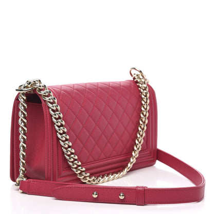 Chanel Caviar Quilted Medium Boy Flap Dark Pink 3 of 12