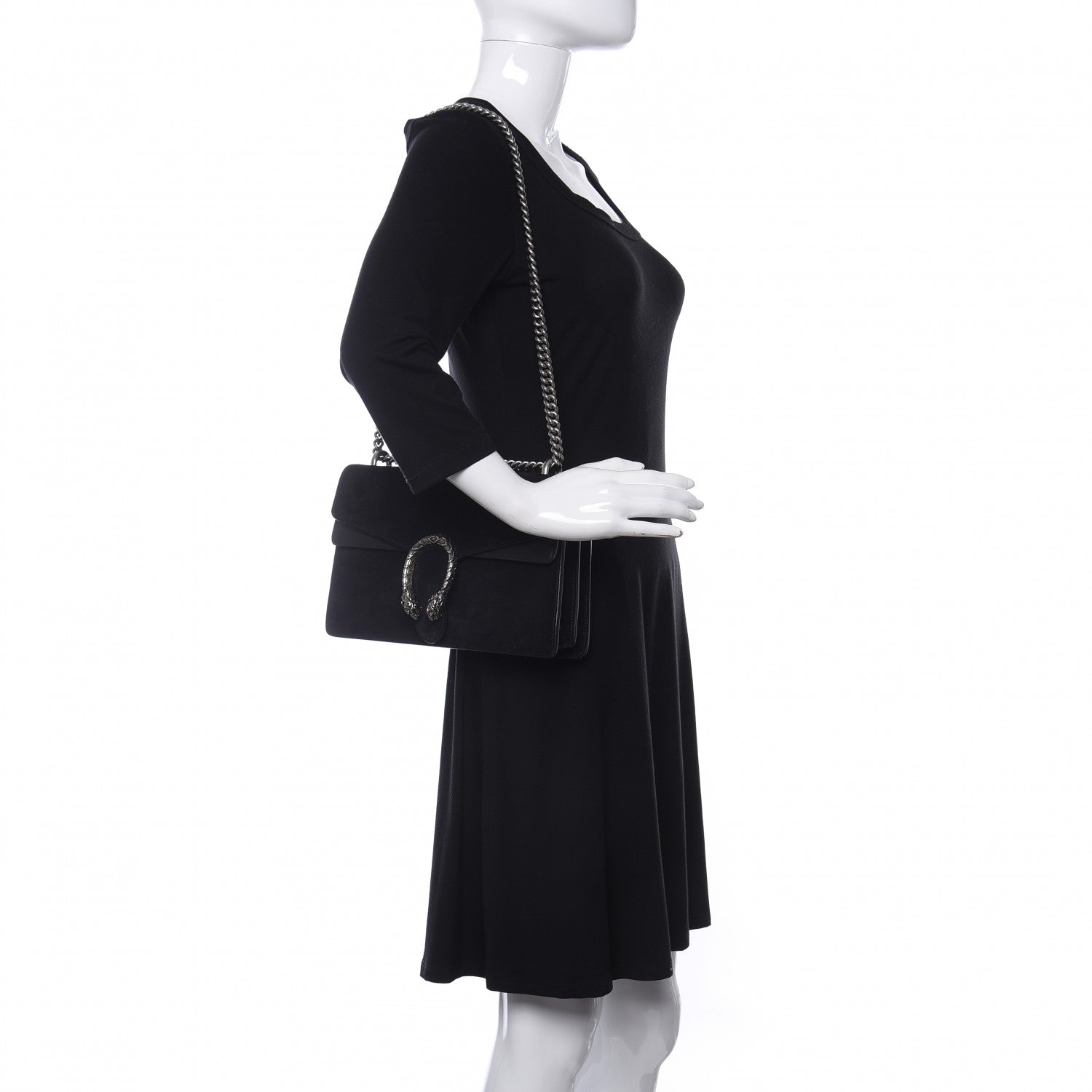 Gucci Suede Small Dionysus Shoulder Bag Black 2 of 10