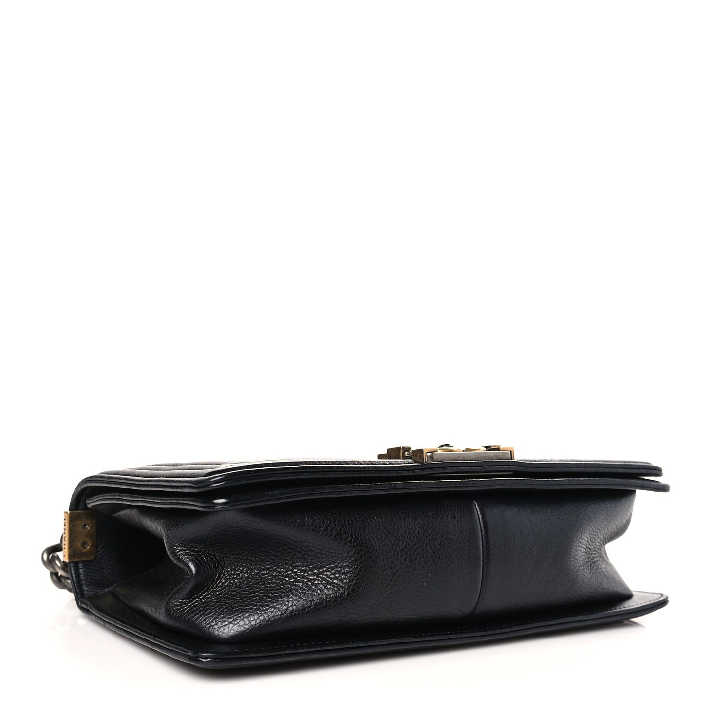 Calfskin Double Stitch Medium Boy Flap Black