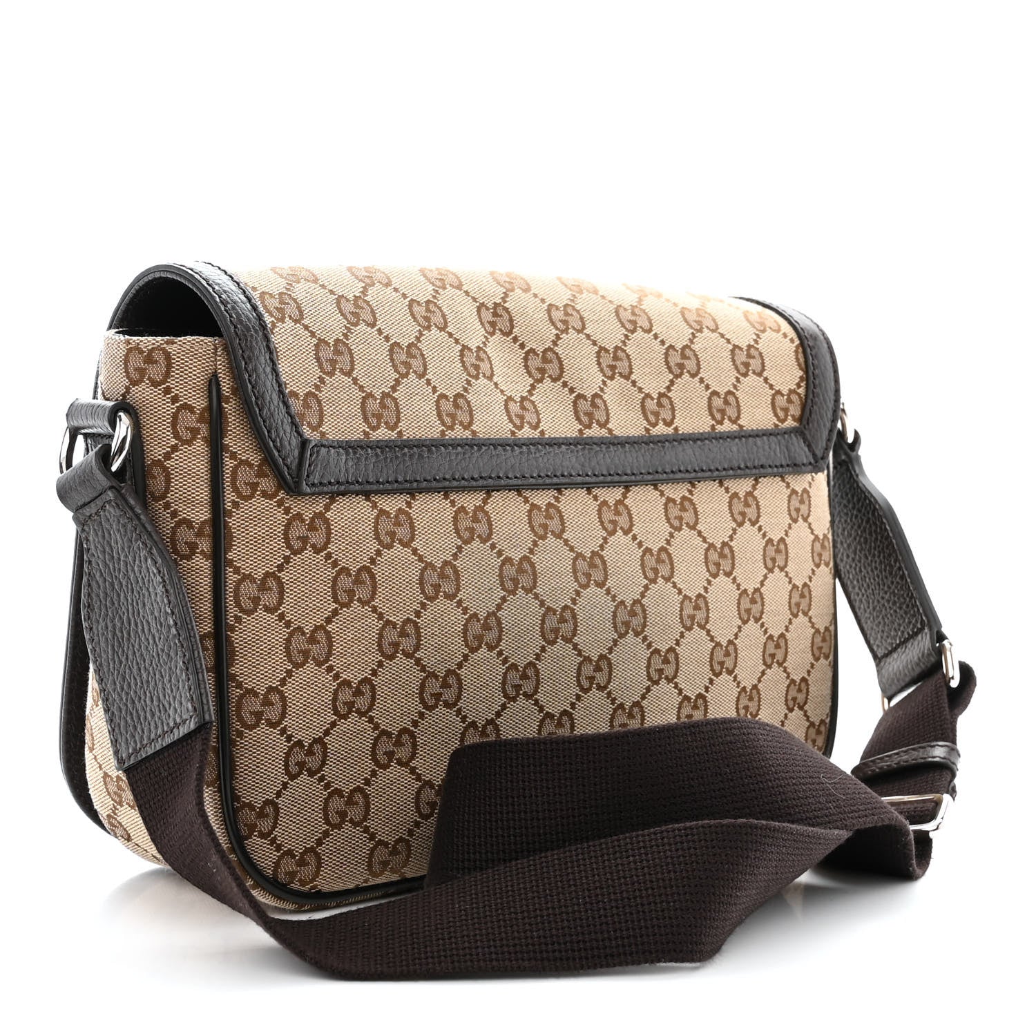 Gucci Monogram Flap Messenger Bag Beige Dark Brown 3 of 10