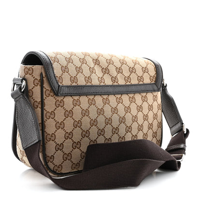 Gucci Monogram Flap Messenger Bag Beige Dark Brown 3 of 10