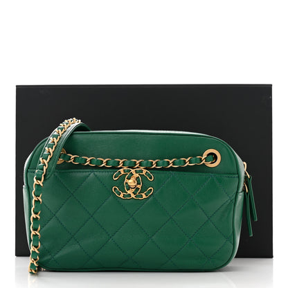 Chanel Goatskin Quilted Chain Infinity Camera Case Green 3 of 11