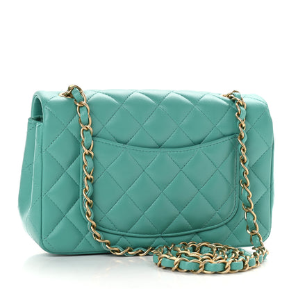 Chanel Lambskin Quilted Mini Rectangular Flap Turquoise 3 of 9
