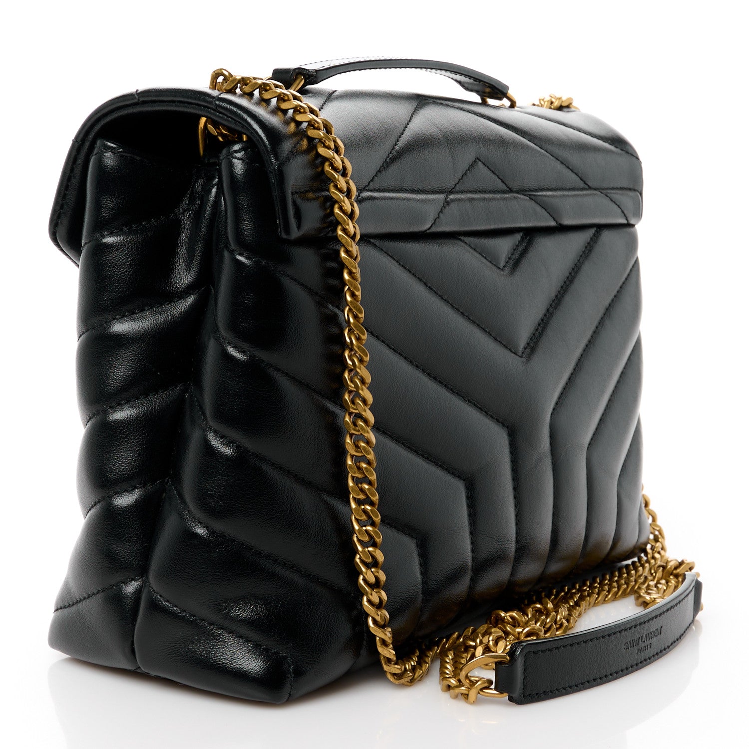 Saint Laurent Calfskin Y Quilted Monogram Small Loulou Chain Satchel Black 3 of 11