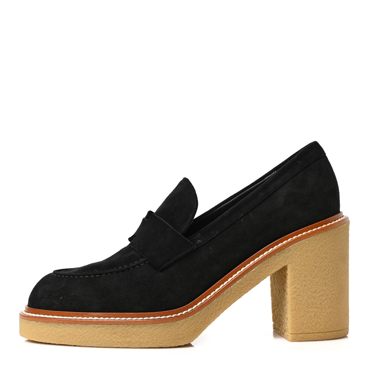 Hermes Suede Goatskin Didi 70 Loafers 38 Black 1 of 8