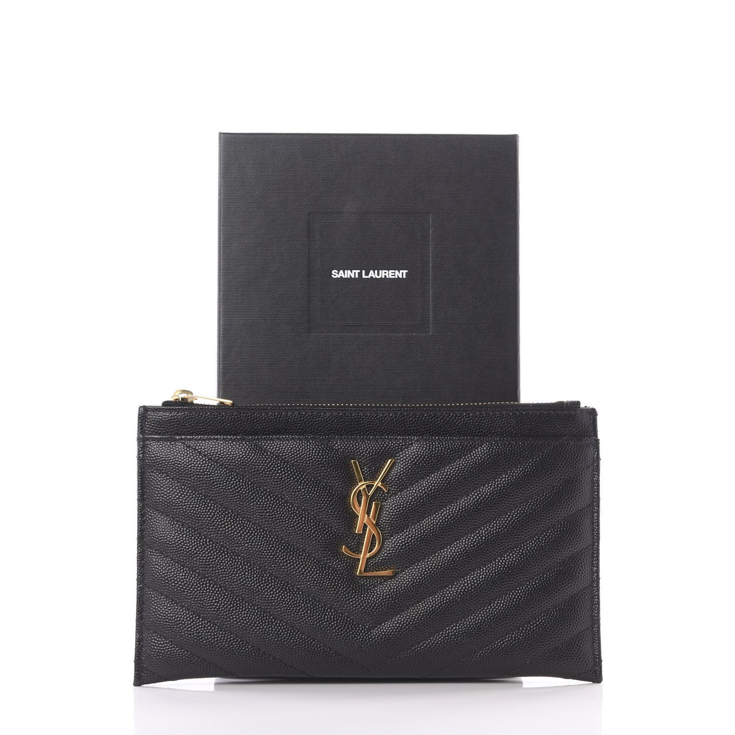 Grain De Poudre Chevron Monogram Bill Pouch Black