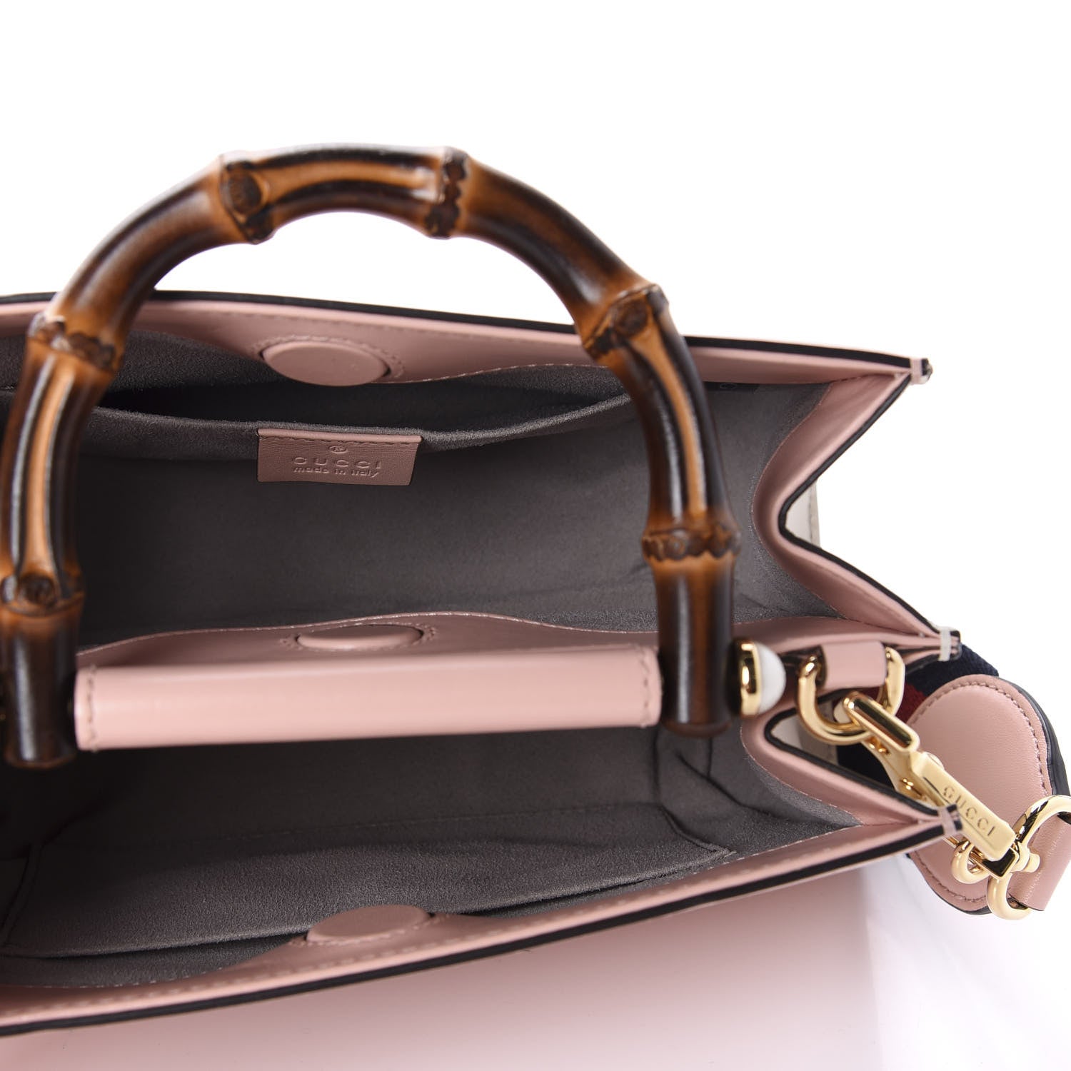 Gucci Nappa Bamboo Web Mini Nymphaea Top Handle Bag Perfect Pink Mystic White 6 of 11