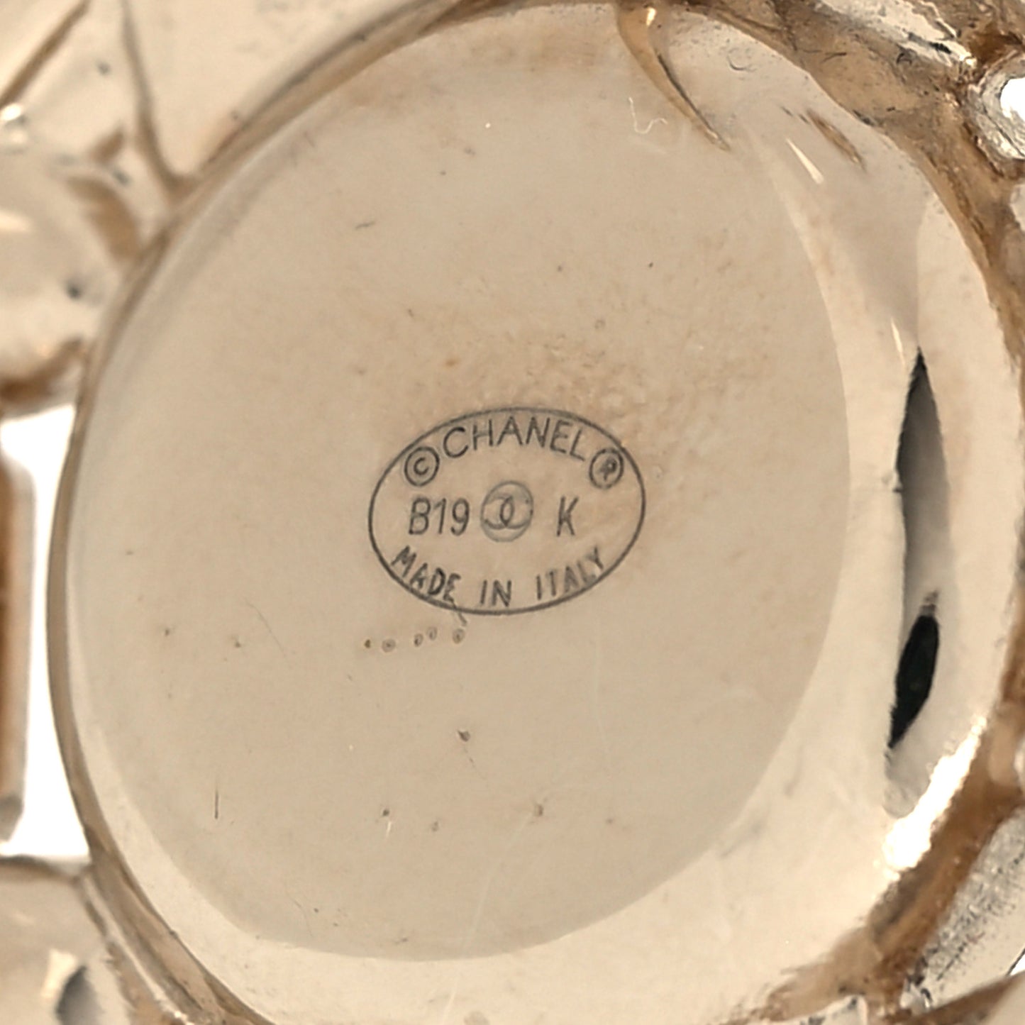 Pearl Crystal CC Round Earrings Gold