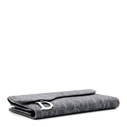 Christian Dior Denim Monogram Saddle Wallet Blue 4 of 9