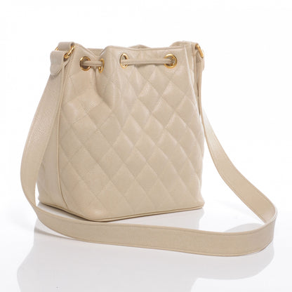 Chanel Caviar Drawstring Shoulder Bag Beige 3 of 8