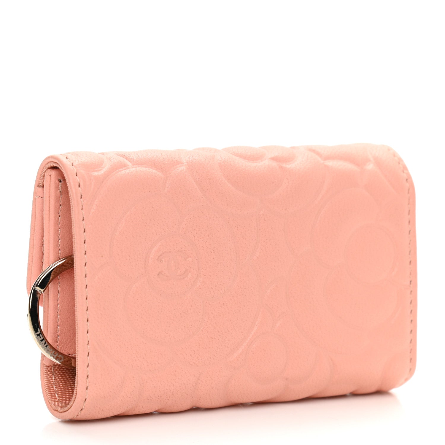 Chanel Goatskin Camellia Embossed 4 Key Holder Pink 3 of 8
