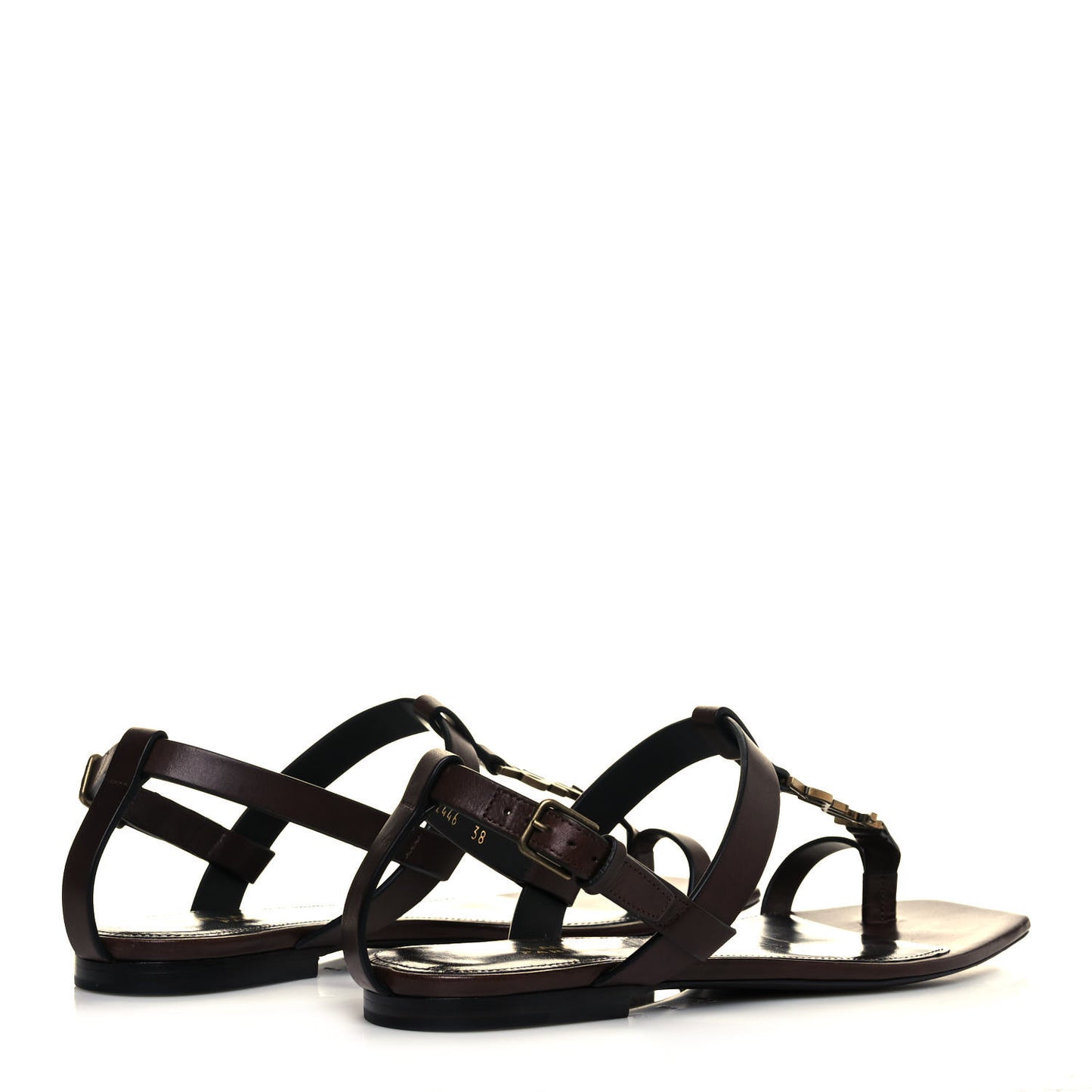 Calfskin Cassandra Monogram Sandals 38 Brown