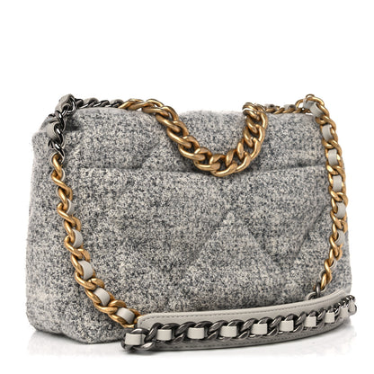 Chanel Tweed Quilted Medium Chanel 19 Flap Grey Ecru 3 of 10