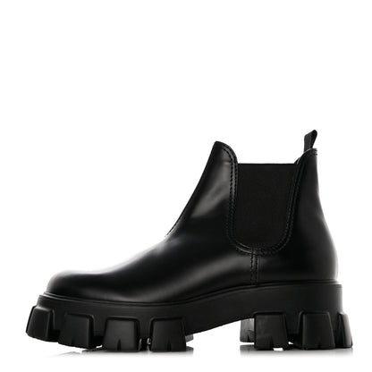 Prada Spazzolato Rois Mens Monolith Chelsea 55mm Ankle Boots 9.5 Black 1 of 8