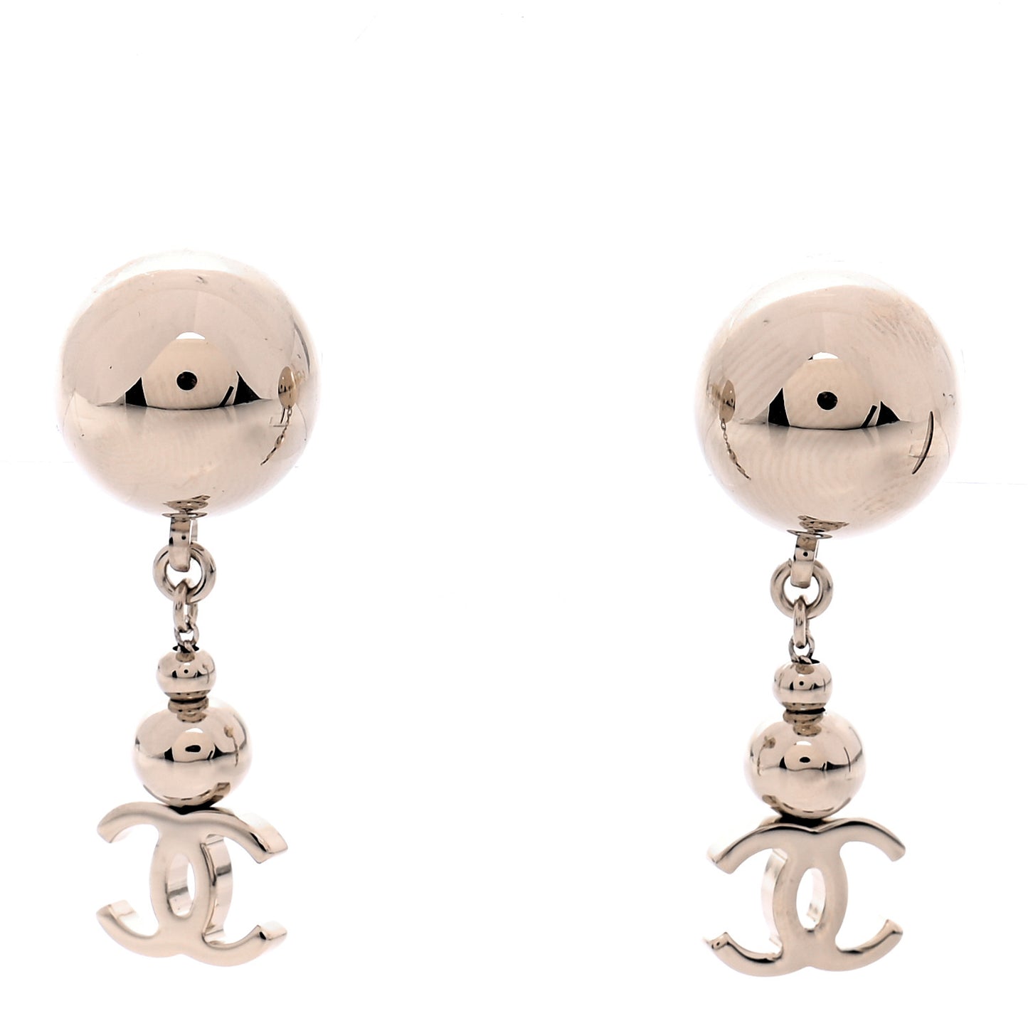 Metal CC Drop Earrings Gold