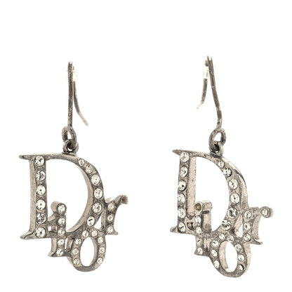 Christian Dior Crystal Logo Earrings Silver 1 of 6
