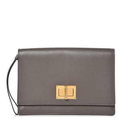 Tom Ford Calfskin Turn Lock Wristlet Grey 1 of 7
