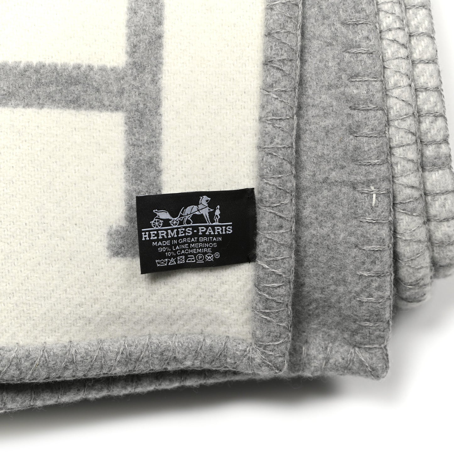 Wool Cashmere Avalon III Blanket Ecru Gris Clair