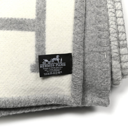 Hermes Wool Cashmere Avalon III Blanket Ecru Gris Clair 3 of 3