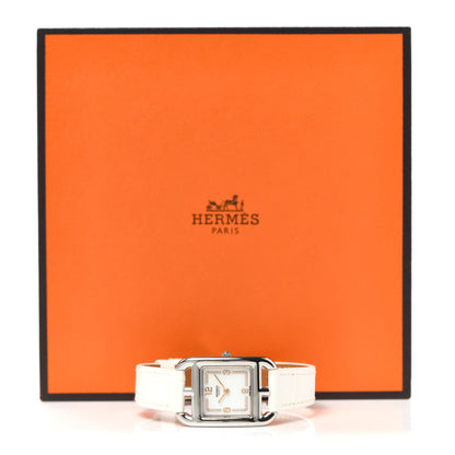 Hermes Stainless Steel Alligator Diamond 23mm Cape Cod Quartz Watch Blanc 5 of 5