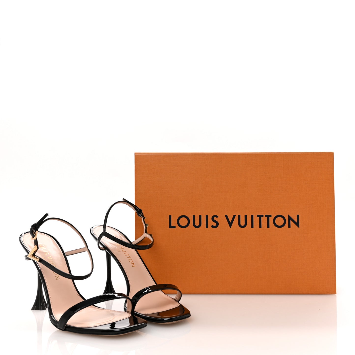 Patent Calfskin Blossom Sandals 39 Black