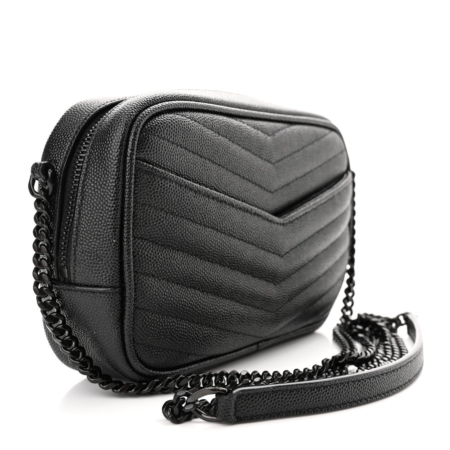 Saint Laurent Grain De Poudre Matelasse Monogram Mini Lou Camera Bag Black 3 of 11