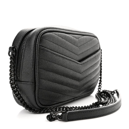 Saint Laurent Grain De Poudre Matelasse Monogram Mini Lou Camera Bag Black 3 of 11