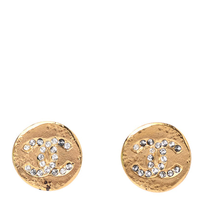 Chanel Crystal Papyrus Stud Earrings Gold 1 of 4