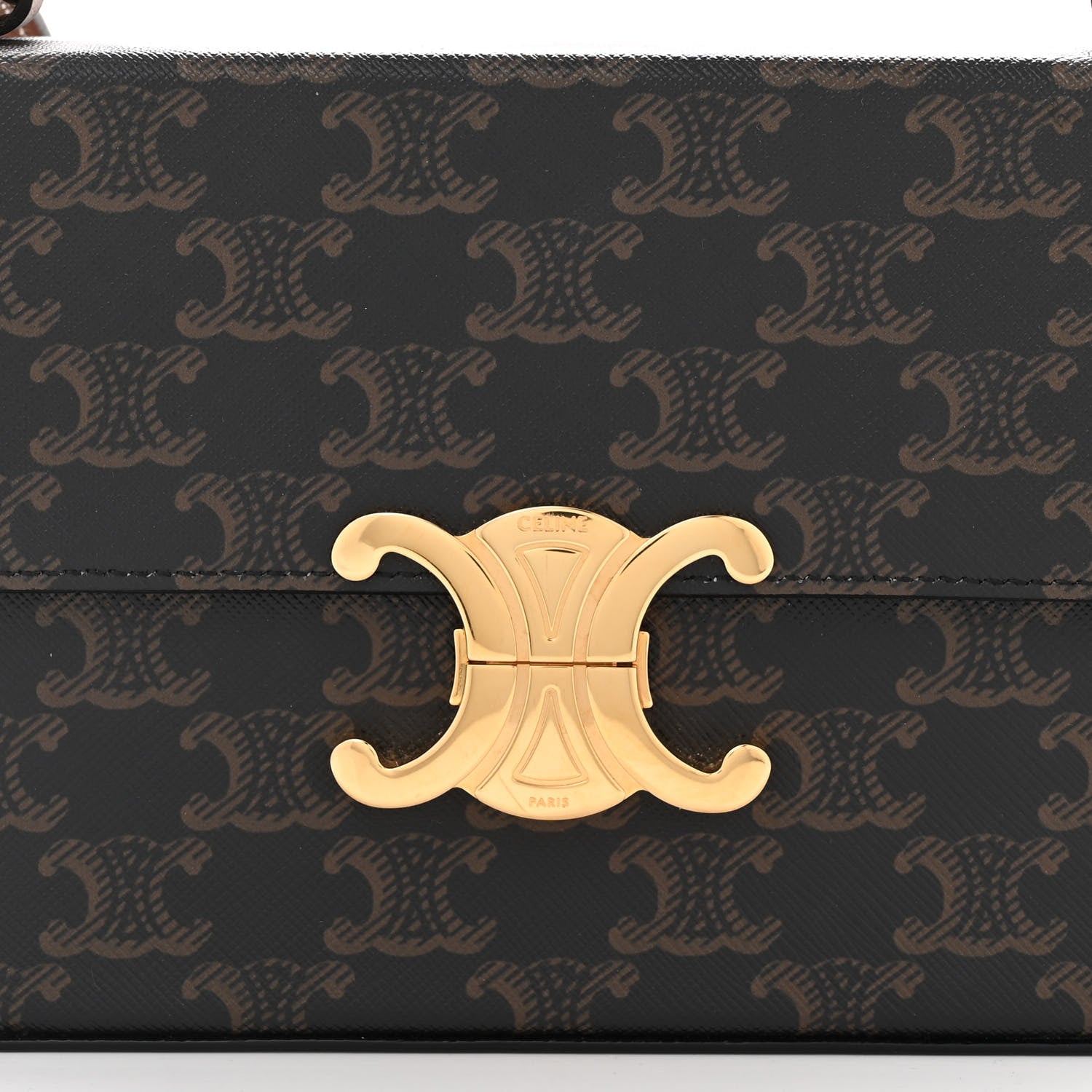 Celine Canvas Calfskin Triomphe Box Top Handle Bag Tan 7 of 10