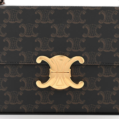 Celine Canvas Calfskin Triomphe Box Top Handle Bag Tan 7 of 10