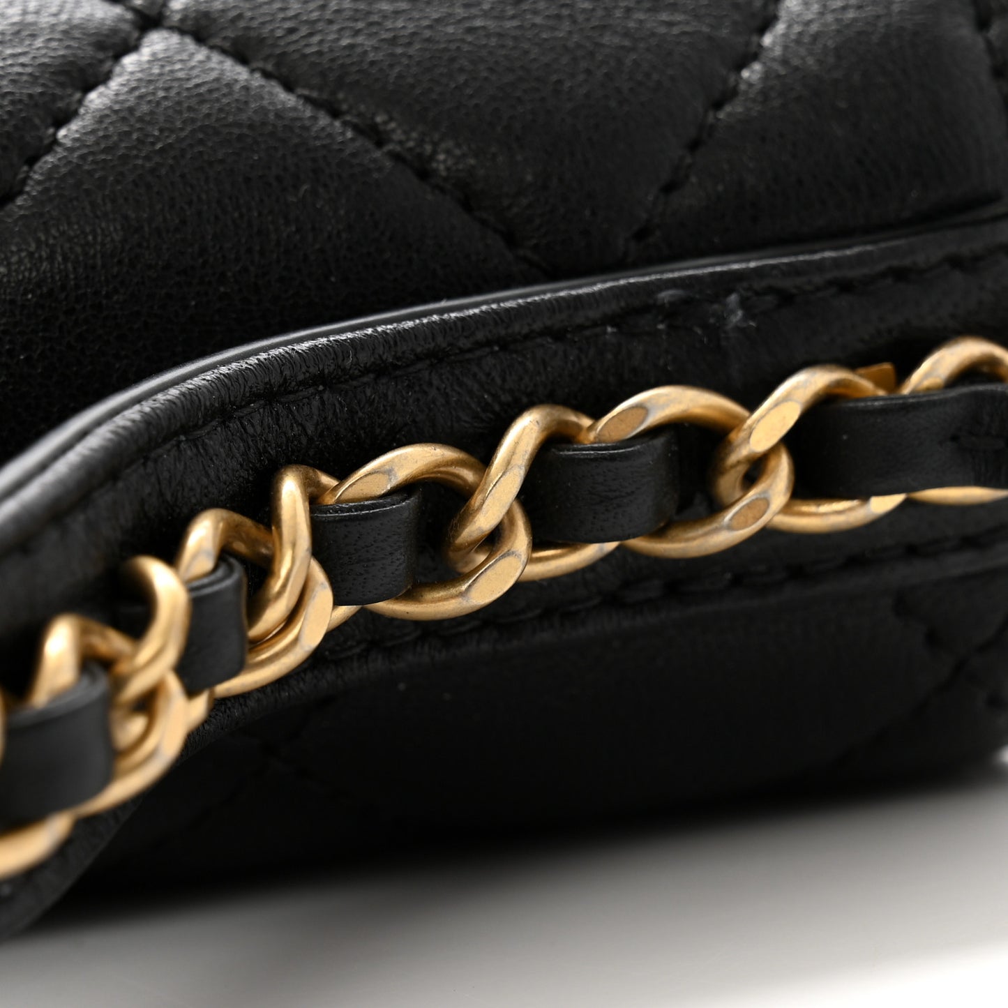 Lambskin Quilted Small Chain Infinity Top Handle Flap Black