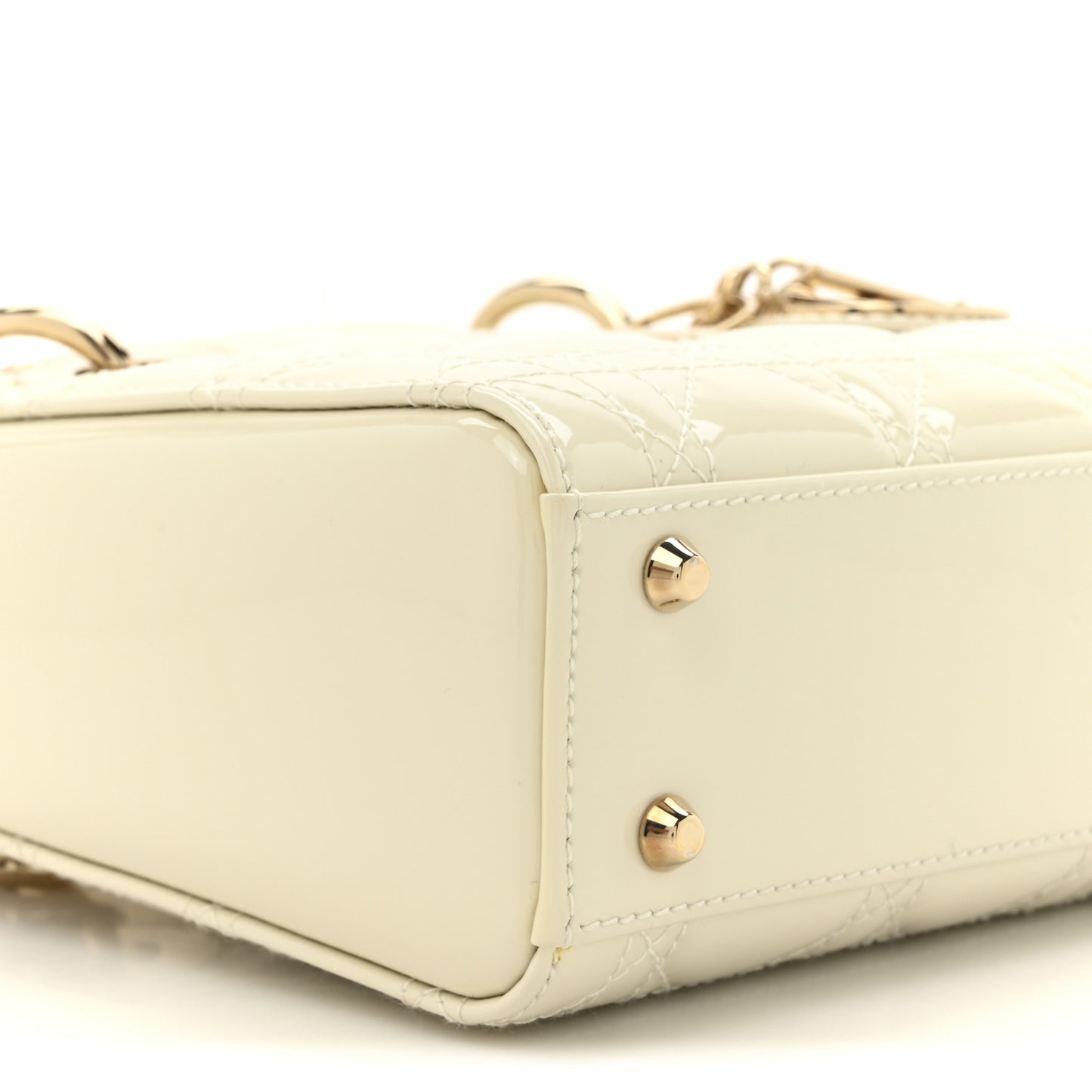 Patent Cannage Mini Lady Dior Ivory