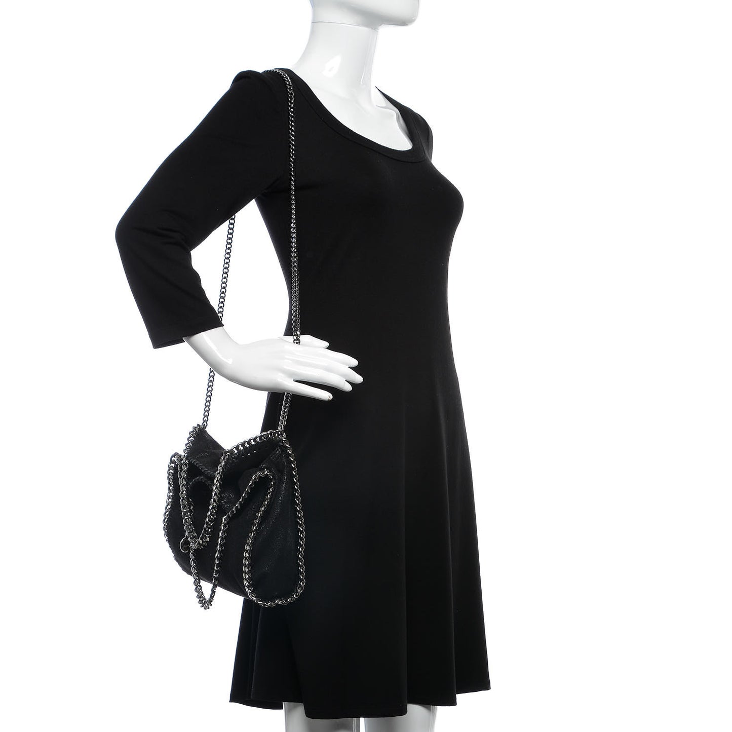 Shaggy Deer Mini Falabella Fold Over Tote Black