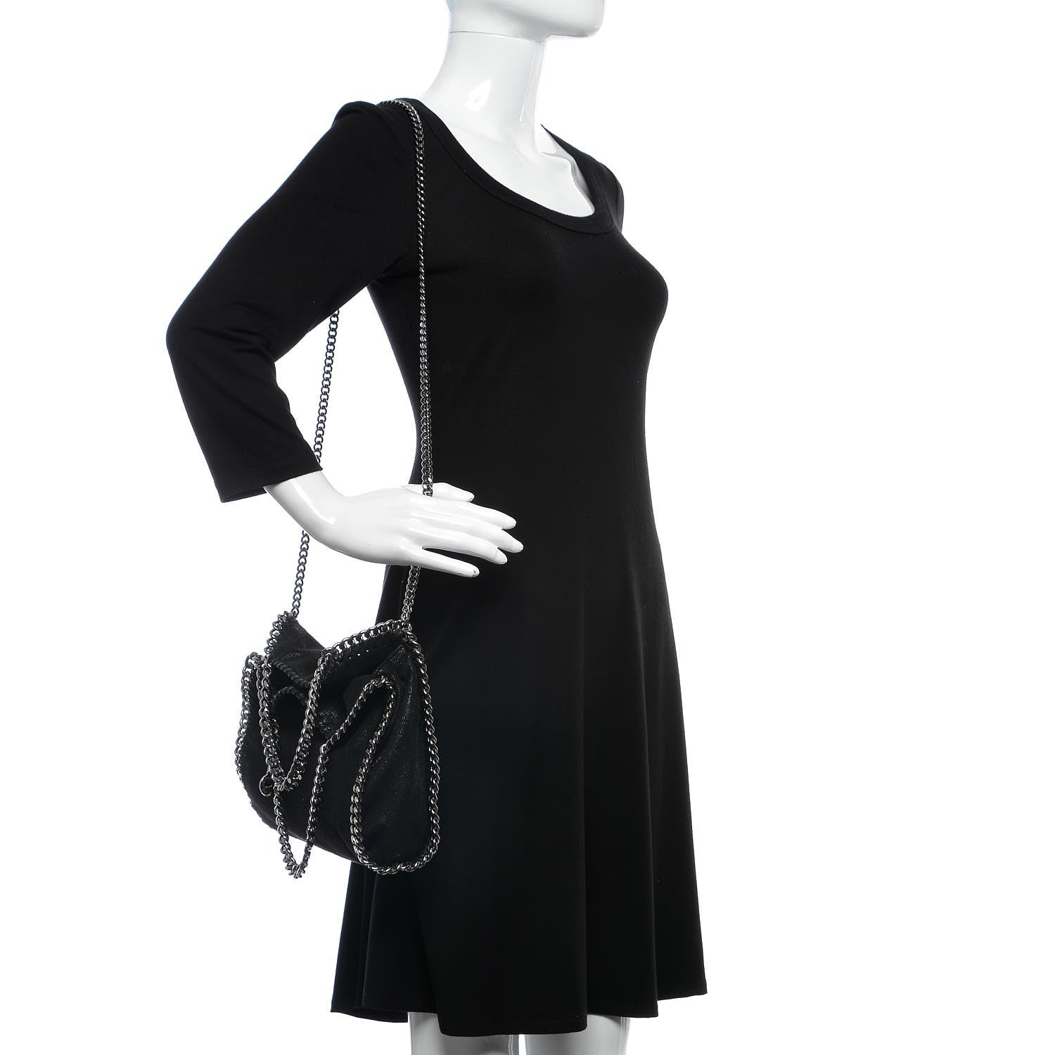 Stella McCartney Shaggy Deer Mini Falabella Fold Over Tote Black 2 of 6