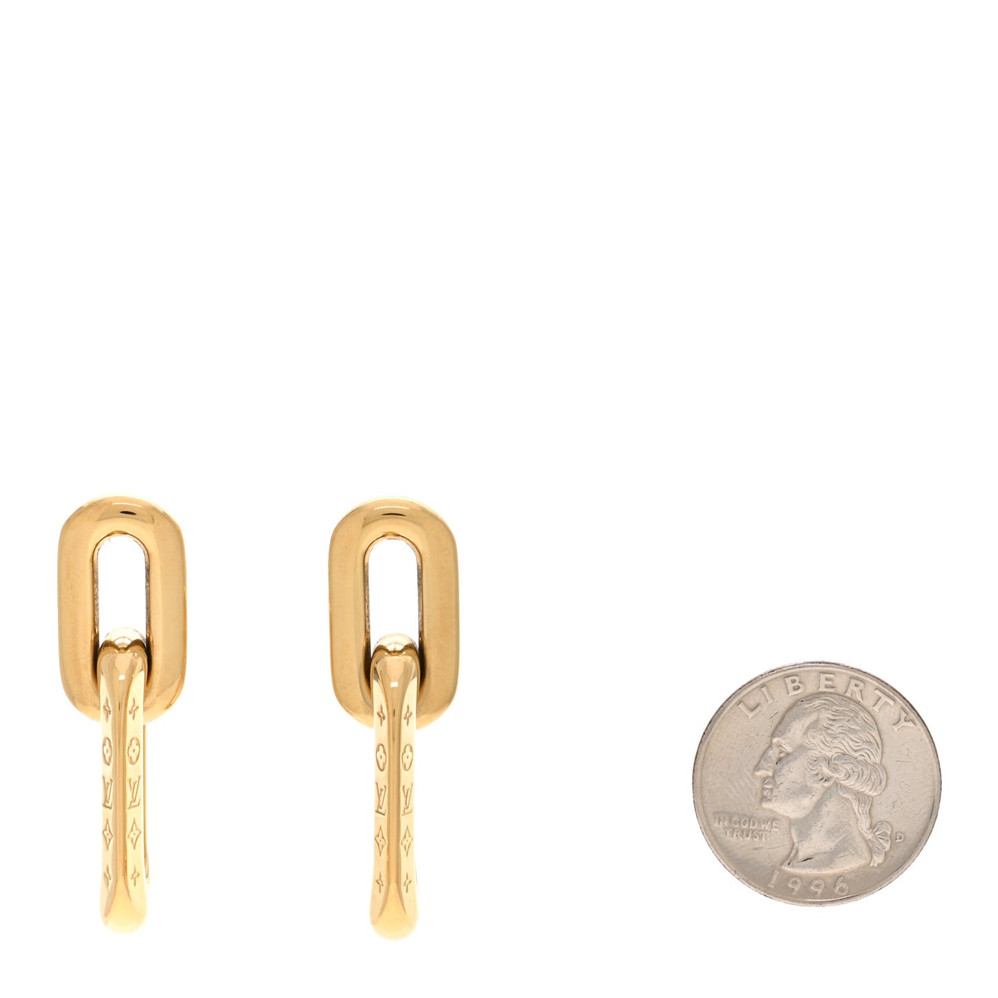 Metal LV Edge Double Hoop Earrings Gold