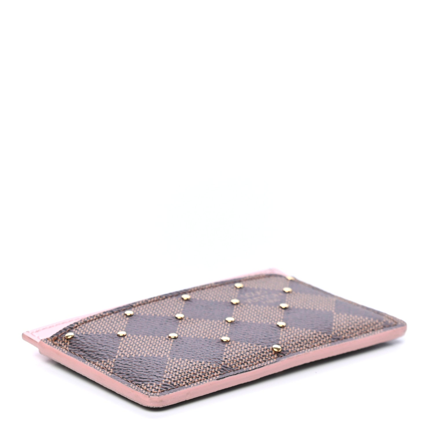 Louis Vuitton Damier Ebene Studded Card Holder Rose Ballerine 3 of 5